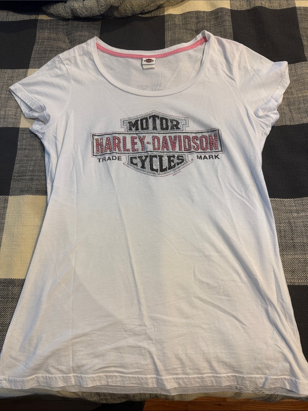 Harley-Davidson White Tee with Pink-Accented Logo